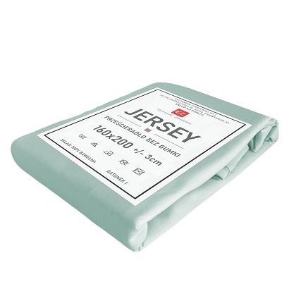 Prześcieradło jersey bez gumki 160x200 jasnomiętowe