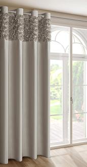 Zasłona gotowa na przelotkach ROSES 140x250 Eva Minge Eurofirany beżowy