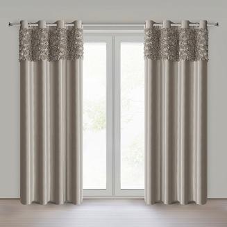 Zasłona gotowa na przelotkach ROSES 140x250 Eva Minge Eurofirany beżowy