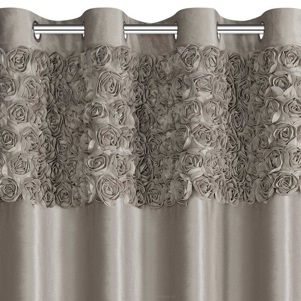 Zasłona gotowa na przelotkach ROSES 140x250 Eva Minge Eurofirany beżowy