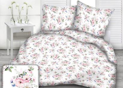 Pościel z kory I 160x200 wzór polne róże na białym tle