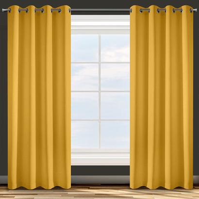 Zasłona gotowa na przelotkach RITA 140x250 Eurofirany musztardowa