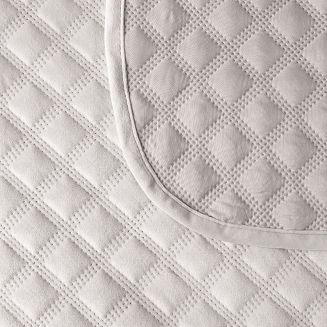 Narzuta dekoracyjna VELVI 170x210 pikowana w geometryczny wzór ciepły jasny szary