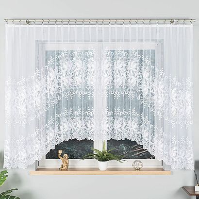 Firanka żakardowa gotowa na żabki JOANNA 400x160 biała