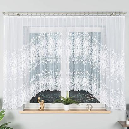 Firanka żakardowa gotowa na żabki JOANNA 400x160 biała