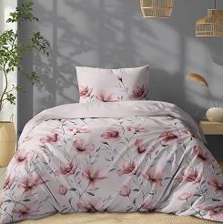 Pościel bawełniana 140x200 Detexpol pudrowa w różowe kwiaty