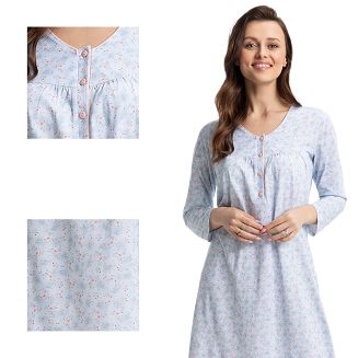 Koszula damska LUNA kod 38 błękitna w kwiatowy rzucik