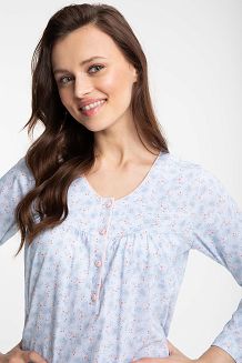 Koszula damska LUNA kod 38 błękitna w kwiatowy rzucik