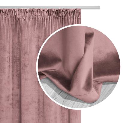 Zasłona gotowa na taśmie VELVET SOFT 140x270 welurowa pudrowa
