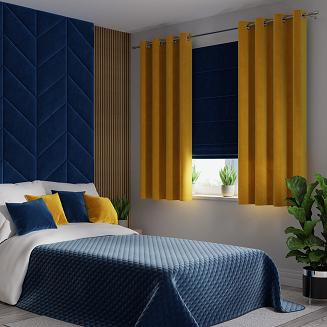 Zasłona gotowa na przelotkach VELVI 140x160 szafranowa