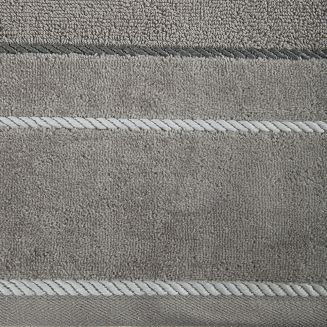 Ręcznik bawełniany z welurową bordiurą w ozdobne paseczki NEL 30x50 Eurofirany stalowy
