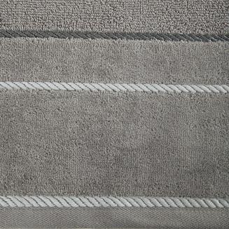 Ręcznik bawełniany z welurową bordiurą w ozdobne paseczki NEL 30x50 Eurofirany stalowy