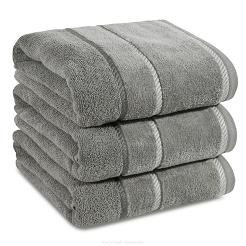 Ręcznik bawełniany z welurową bordiurą w ozdobne paseczki NEL 30x50 Eurofirany stalowy