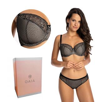 Biustonosz GAIA Semi-soft Celia 1088 półusztywniany czarno beżowy