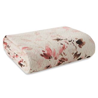 Narzuta dekoracyjna POWDERY 170x210 biała różowa w kwietne bukiety