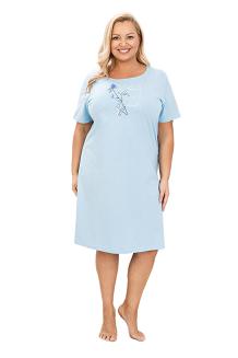 Koszula damska REGINA kod 172 niebieska z botanicznym nadrukiem z przodu