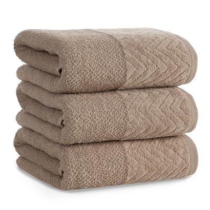 Ręcznik bawełniany LOREN 50x90 Eurofirany beżowy welwetowa bordiura w zygzak