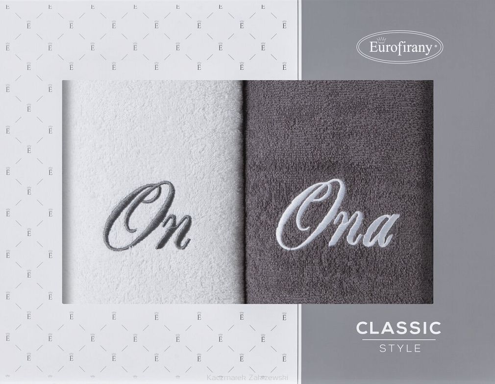 Komplet ręczników ON-ONA 2 szt. 70x140 Eurofirany stalowy biały