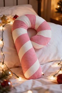 Poduszka dekoracyjna świąteczna 35x57 laska cukrowa różowe pasy