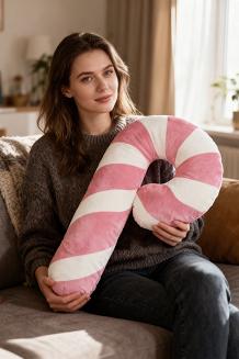 Poduszka dekoracyjna świąteczna 35x57 laska cukrowa różowe pasy