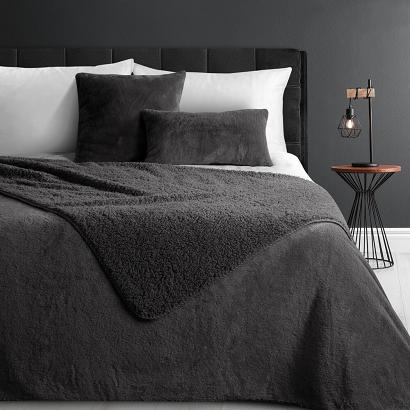 Narzuta dekoracyjna NINA 170x210 stalowa futrzana i puszysta