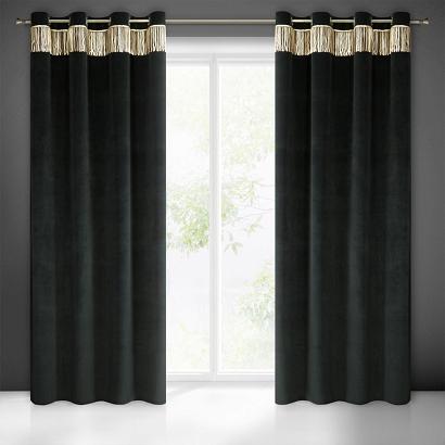 Zasłona gotowa na przelotkach JASPER 140x250 Eurofirany czarno/szampańska