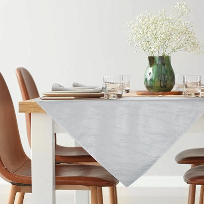 Obrus dekoracyjny SUZANA 85x85 Eurofirany biały srebrny marmurek