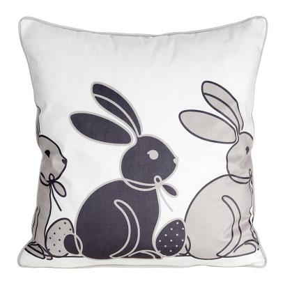 Poszewka dekoracyjna WIOSNA 45x45 Eurofirany biała beżowa czarna wielkanocne zające pisanki