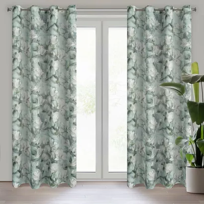 Zasłona gotowa na przelotkach GRACJA 140x250 Eurofirany miętowa kremowa w magnolie