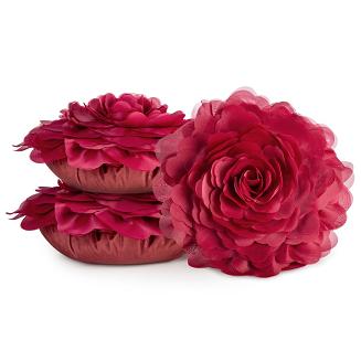 Poszewka dekoracyjna FLORES6 40 Eurofirany bordowy szyfonowy kwiat 3D