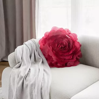 Poszewka dekoracyjna FLORES6 40 Eurofirany bordowy szyfonowy kwiat 3D