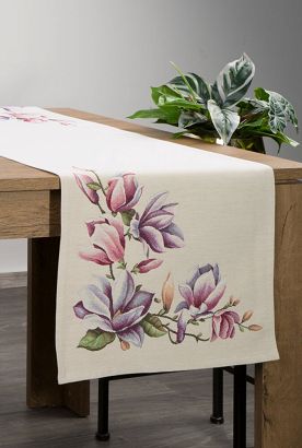 Bieżnik dekoracyjny gobelin 40x100 Eurofirany naturalny w magnolie