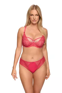 Biustonosz z koronką Semi-Soft Clementine 1292 półusztywniany koralowy