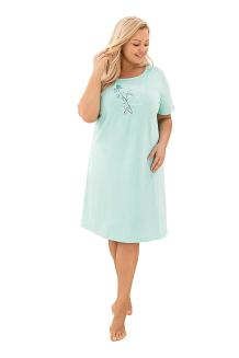 Koszula damska REGINA kod 172 zielona z botanicznym nadrukiem z przodu