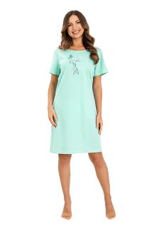 Koszula damska REGINA kod 172 zielona z botanicznym nadrukiem z przodu