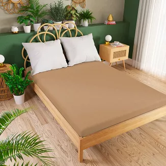 Prześcieradło jersey z gumką 90x200 DREAMY PREMIUM jasnobrązowe