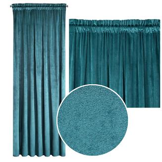 Zasłona gotowa na taśmie ROSA 140x270 Eurofirany ciemny turkus