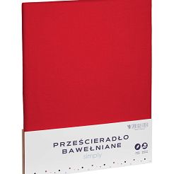 Prześcieradło bawełniane bez gumki SIMPLY 160x200 czerwone