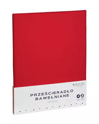 Prześcieradło bawełniane bez gumki SIMPLY 160x200 czerwone