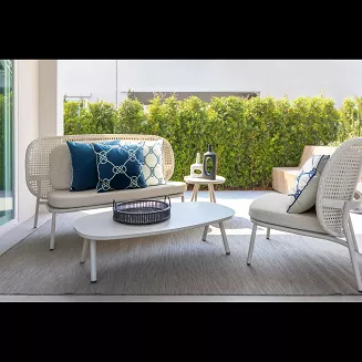 Poszewka dekoracyjna wodoodporna GARDEN 45x45 Eurofirany granatowa w stylu marynistycznym