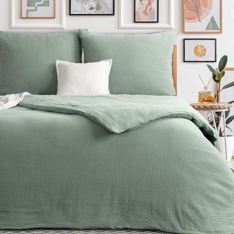 Pościel bawełniana MUSLIN 140x200 Eurofirany miętowa muślinowa