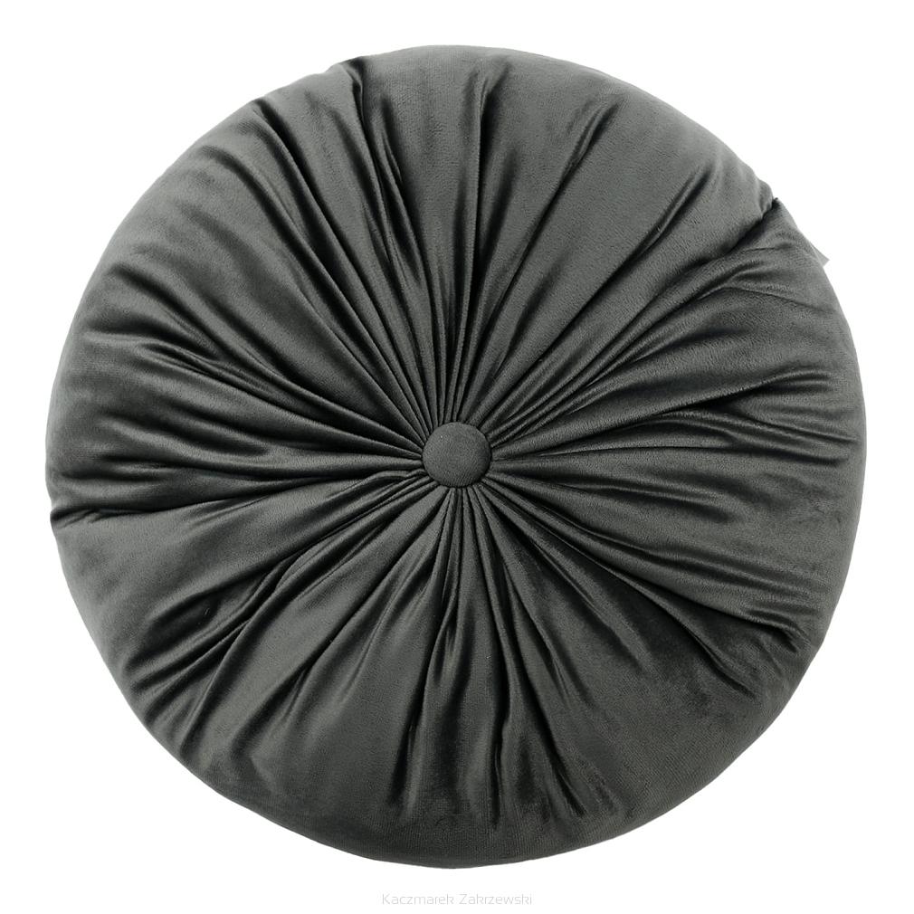 Poszewka dekoracyjna Soft welurowa grafitowa okrągła