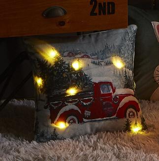 Poszewka dekoracyjna świecąca LED 40x40 świąteczny samochód