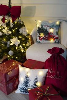 Poszewka dekoracyjna świecąca LED 40x40 świąteczny samochód