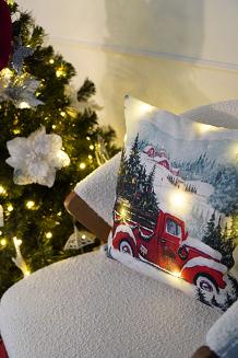 Poszewka dekoracyjna świecąca LED 40x40 świąteczny samochód