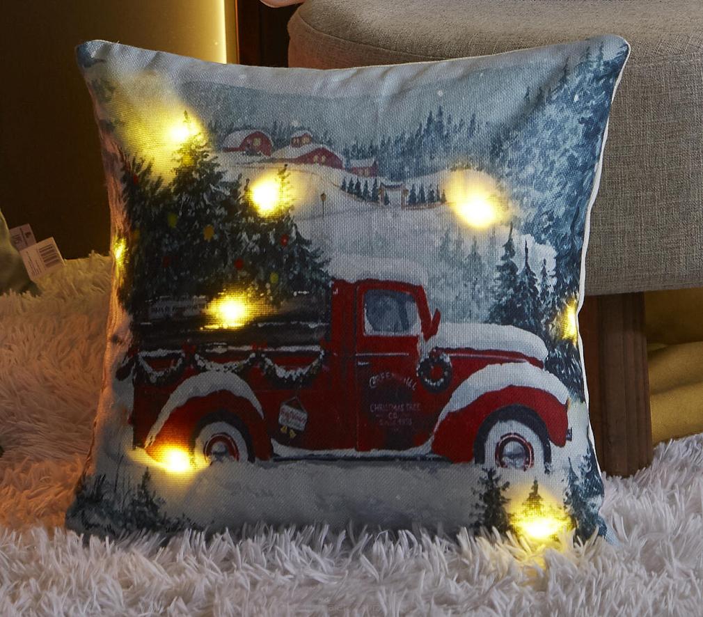 Poszewka dekoracyjna świecąca LED 40x40 świąteczny samochód