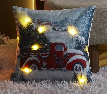 Poszewka dekoracyjna świecąca LED 40x40 świąteczny samochód