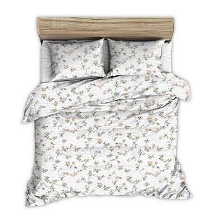 Pościel z kory 180x200 biała morelowe bukieciki