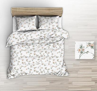 Pościel z kory 180x200 biała morelowe bukieciki