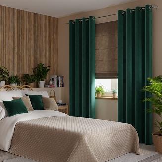 Zasłona gotowa na przelotkach VELVI 140x230 szmaragdowa